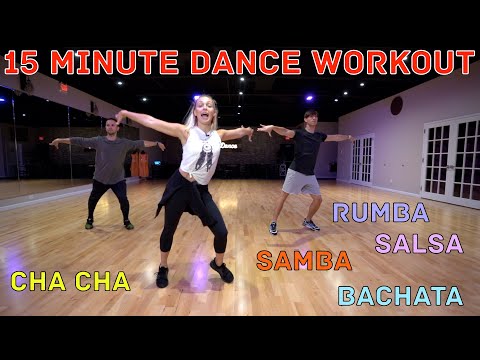 15 Minute Beginner Dance Workout - Cha Cha Cha, Samba, Bachata, Salsa Rumba | Follow Along at Home