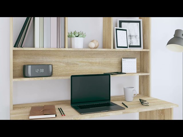 VidaXL Sonoma Escritorio con Estantes Aglomerado 110x45x157cm Roble video