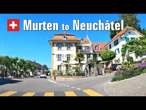 Murten/Morat to Neuchâtel [4K] • Driving in Switzerland 🇨🇭