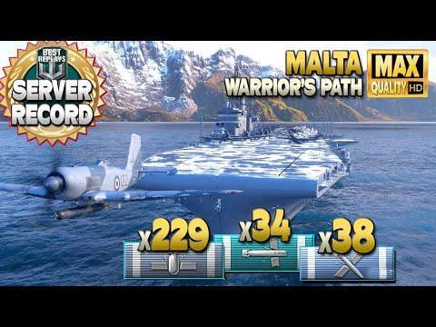 Aircraft Carrier Malta: EU server record on map Warrior's Path - World of Warships