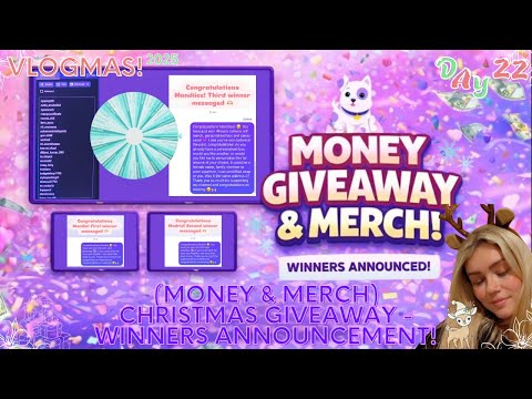 VLOGMAS! (Money & Merch) Christmas Giveaway - Winners Announcement! (Day 22) 💸🩵