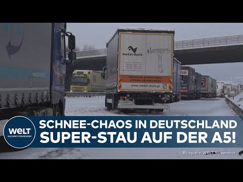 WINTER-WUCHT: Super-Stau auf der A5! Schnee und Glatteis sorgen für Chaos in Deutschland