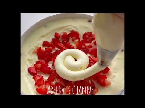 Strawberry's and vanilla cake | Delicious and yummy cake .......(Areeba's channel )