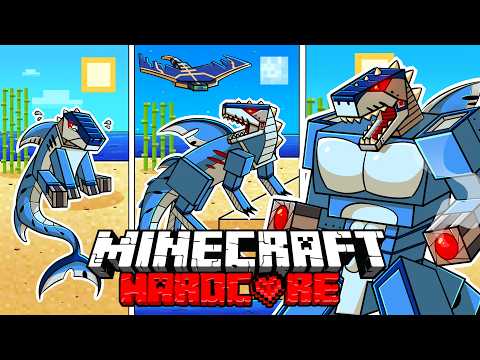 I Survived 1000 DAYS as a ROBOT SHARK in HARDCORE Minecraft! - Land Mobs Compilation