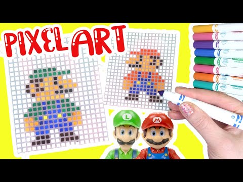 The Super Mario Bros Movie DIY Pixel Art with Markers! Crafts for Kids
