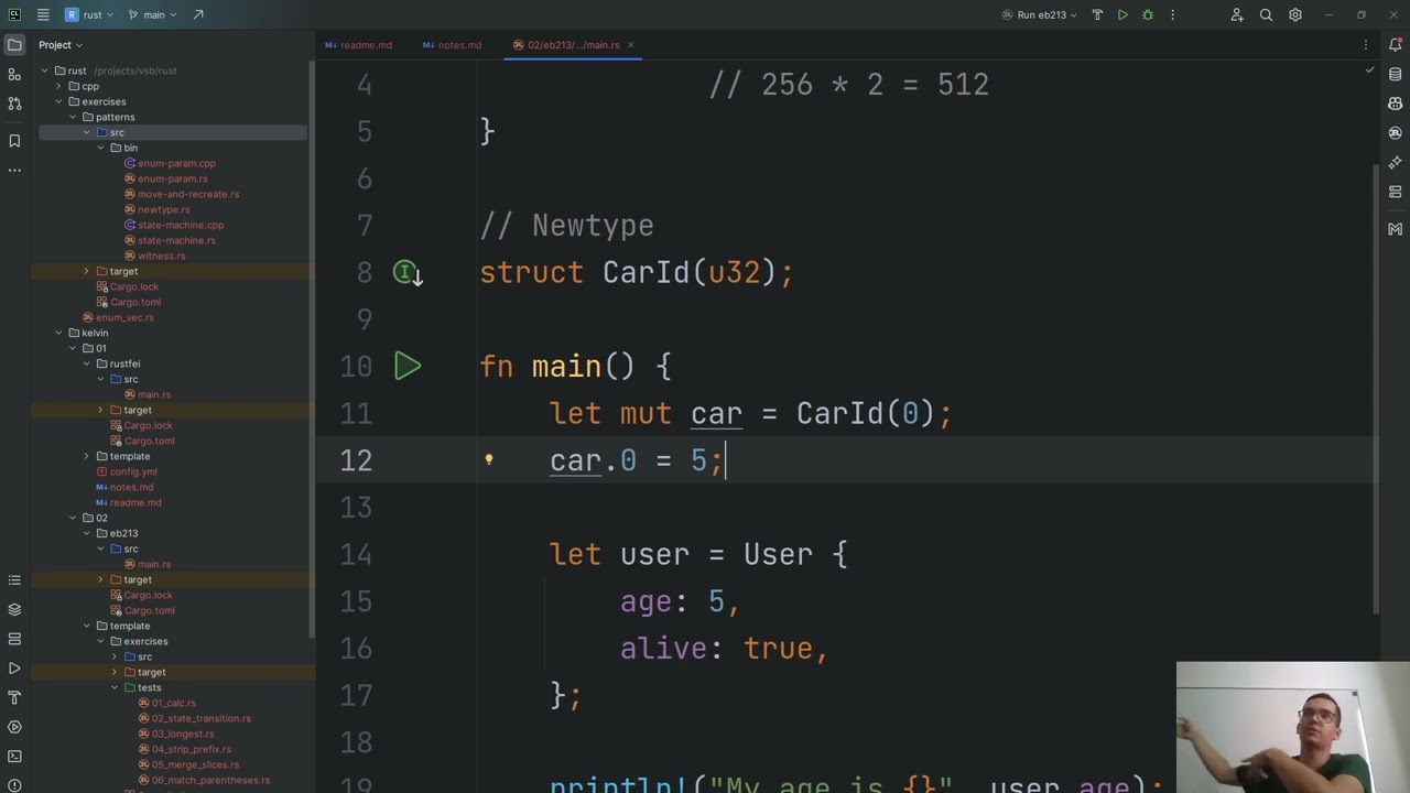 Seminář Rustu lekce 2 (enums, pattern matching, ownership)
