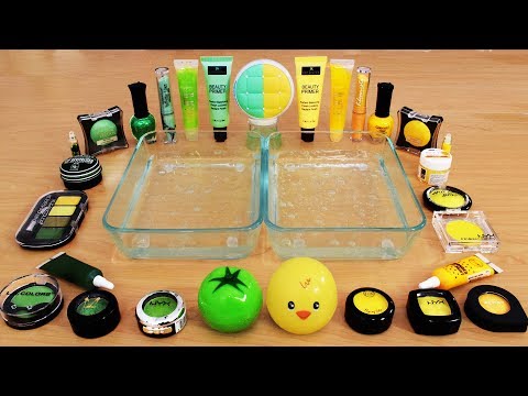 Mixing Makeup Eyeshadow Into Slime ! Green vs Yellow Special Series Part 35 Satisfying Slime Video Video