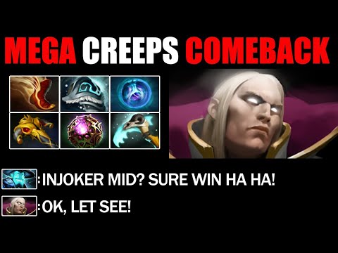 Mega Creeps Comeback By Pro Invoker - Most Epic Battle Fight Immortal Rank Dota 2