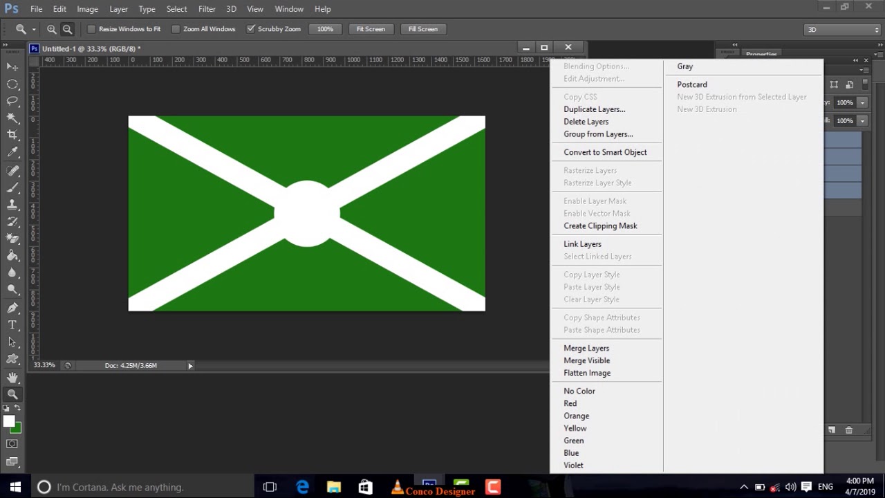How to create Burundi flag in Adobe photoshop?