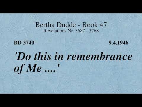 BD 3740 'DO THIS IN REMEMBRANCE OF ME ....'
