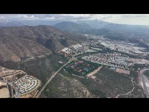 Hillside community overview, Aerial perspective of planned residential hillside development layout