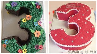 How to make 3 shaped cake,three number cake,number 3 cake decorating ideas,3 cake shape