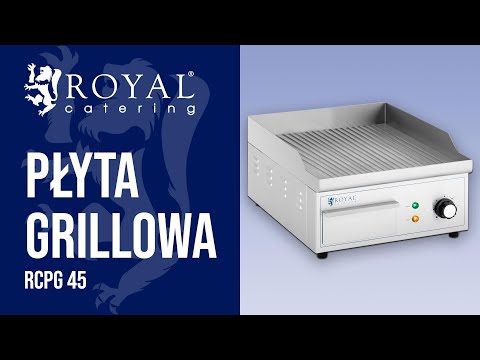 Video - Płyta grillowa - 380 x 330 mm - Royal Catering - ryflowana - 2,000 W