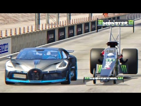 Bugatti Divo vs Dragster Top Fuel - Top Speed Battle