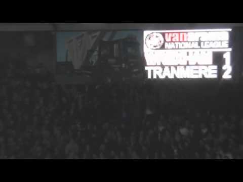 Tranmere fans celebrate Andy Mangan's goal at Wrexham