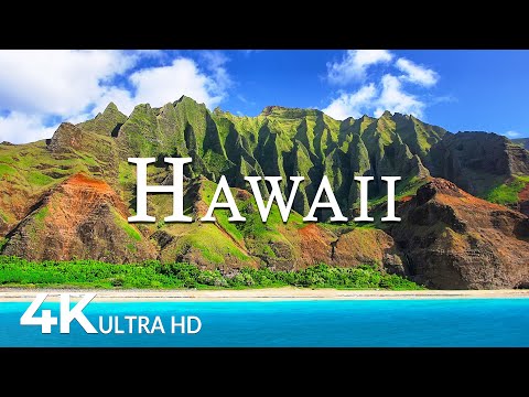 FLYING OVER HAWAII (4K UHD) - Soothing Music Along With Beautiful Nature Video - 4K Video Ultra HD