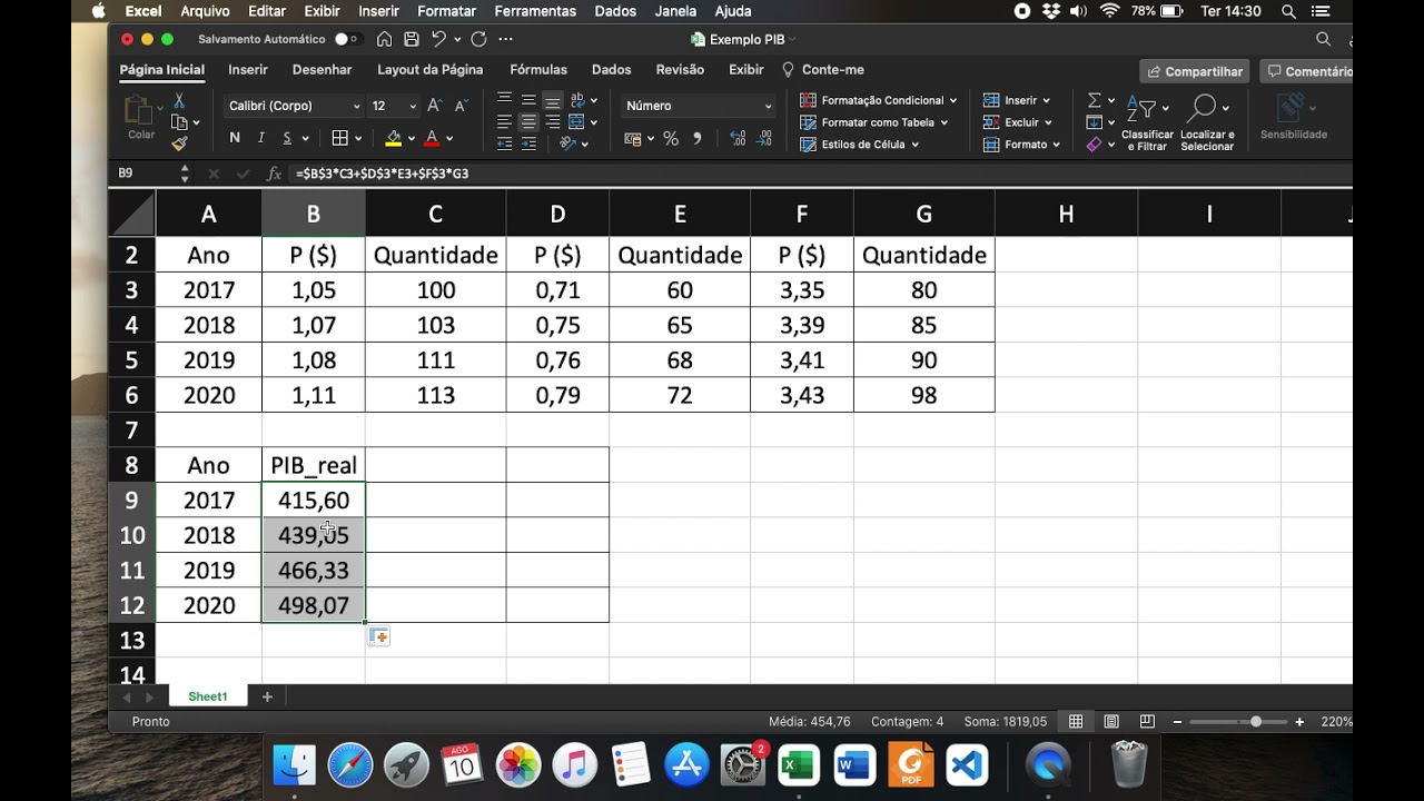 Exemplo - cálculo do PIB