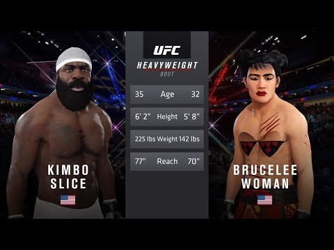 UFC Bruce Lee woman vs. Kimbo Slice Hunt the fierce buffalo! (Real Style Bruce lee)(EA Sports UFC 4)