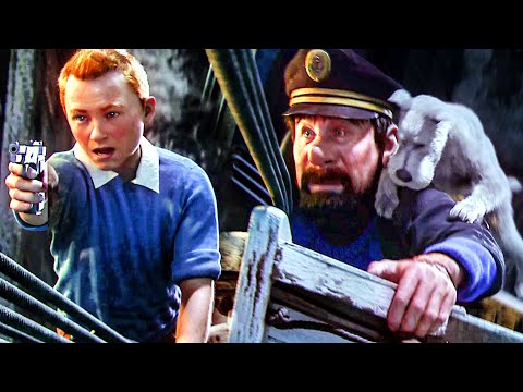 Tintin, Milou & Captain Haddock escapes from the boat The Adventures of Tintin