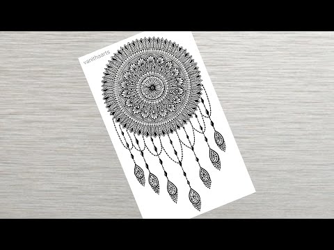 How to draw Dream Catcher mandala art Easy mandala drawing How to draw Mandala for Beginners