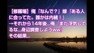 【修羅場】俺『なんで？』嫁『ある人に会ってた。誰かは内緒！』→それから14年後...俺『また浮気してるな...身辺調査しようww』その結果...
