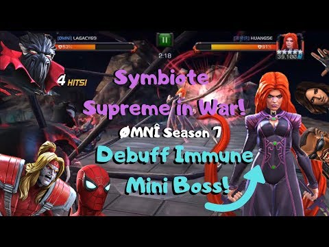 Symbiote Supreme in War! Medusa Mini Boss! Debuff Immune Node 28! - Marvel Contest of Champions