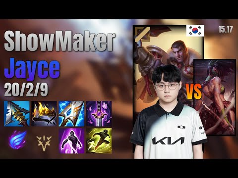 ShowMaker Mid Jayce vs Akali lol KR solo rank Full Game 15.17 | 쇼메이커 제이스 vs 아칼리