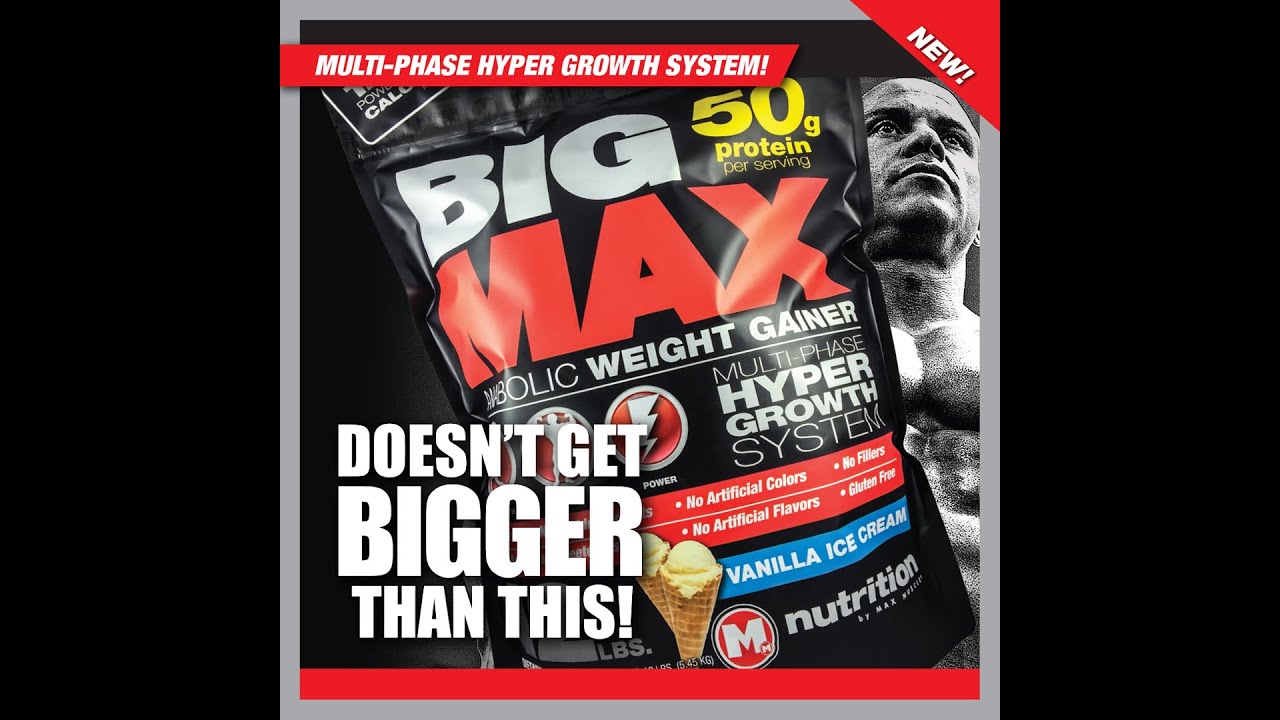 BIG MAX 50 PROTEIN MASS WEIGHT GAINER shake by Max Muscle is the best weight gain powder supplement