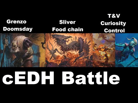 Grenzo Doomsday vs T&V Curiosity control vs Sliver food chian: cEDH gameplay