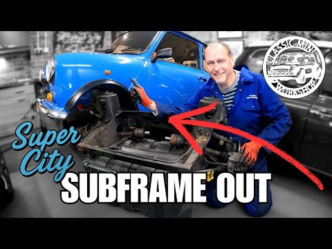 Stripping the Super City:  Classic Mini Subframe Removal & Surprise Performance Parts!