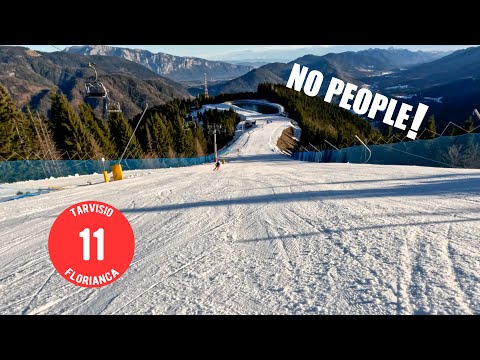 Alone on Slope 11 Florianca (Red) at Tarvisio Ski Resort | Completely Empty 1.7 km