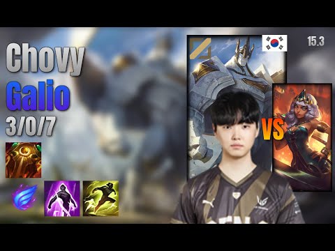 Chovy Mid Galio vs Qiyana lol KR solo rank Full Game 15.3 | 쵸비 갈리오 vs 키아나
