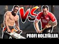 Sascha Huber VS. Profi Holzfäller | Sportholzfäller gegen Fitness YouTuber!