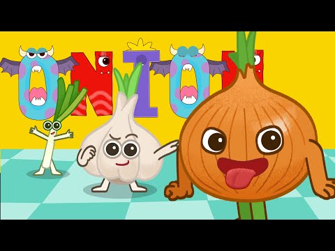 Garlic Onion Leek - Vegetables Rhymes. Learn English spelling ! fun phonics level 1 for kindergarten