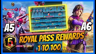 A6 ROYAL PASS 1 TO 100 REWARDS FIRST LOOK / A5 ROYAL 1 TO 100 REWARDS / UPGRADABLE WEAPONS ( BGMI )