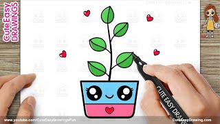 How to Draw a Cute Plant Easy for Kids and Toddlers