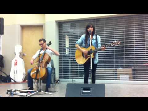February Air - Lights (acoustic) (performing at my highschool, and talking to a fan in the crowd)