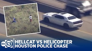 Stolen Dodge Hellcat Outruns Chopper in Houston Police Chase! Driver Almost Makes it