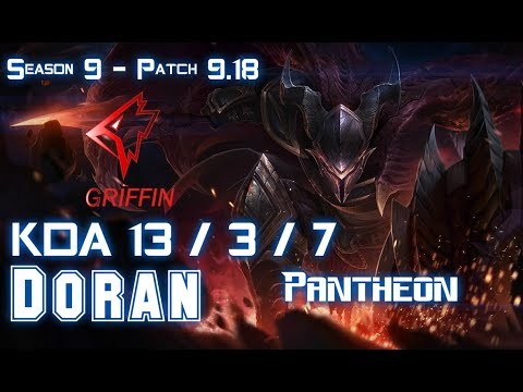 GRF Doran PANTHEON vs RIVEN Top - Patch 9.18 KR Ranked