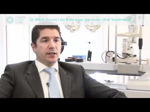 What should I do if my eyes are blurry after treatment?