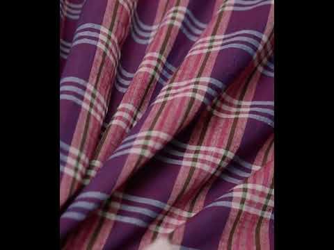 Check Multicolor Pure Cotton 72 GSM Handwoven Fabric — video