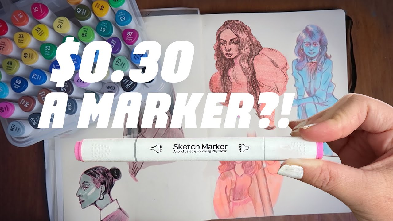 Testing Cheap Alcohol Markers! Sketchbook drawing and art supply try!