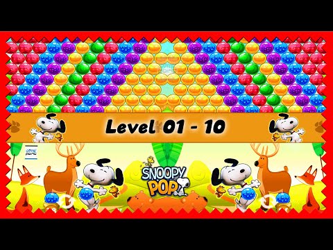 Bubble Shooter Snoopy POP Level 1 - 10 🎈 ( Snoopy Bubble Pop Game ) ✨ @GamePointPK