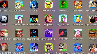 Roblox,Police Alien Escape,Carnival of Terror,Squid Game Family,Poppy Playtime 5,Wugy Life Story....