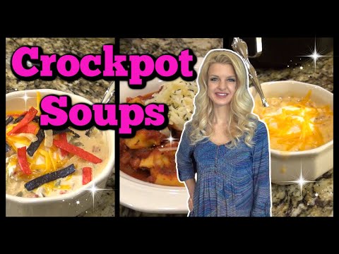 Winter SOUPS in the SLOW COOKER | Cracked Out Potato Soup | Lasagna Soup | Creamy Chicken Taco Soup