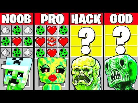 Minecraft Battle: CREEPER FAMILY CRAFTING CHALLENGE - NOOB vs PRO vs HACKER vs GOD ~ Animation