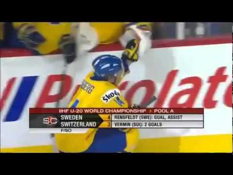 Max Friberg Shootout Goal vs. Switzerland + Crazy Celebration - IIHF World Juniors 2012
