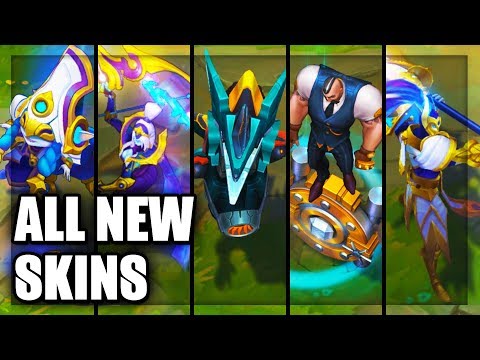 All New Skins Spotlight Mecha Aurelion Sol Mafia Braum Cosmic Ashe Lulu Xin Zhao (League of Legends)
