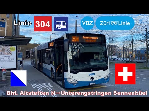 🇨🇭 VBZ Buslinie 304 von Bahnhof Altstetten Nord nach Unterengstringen Seenenbühl [4K]