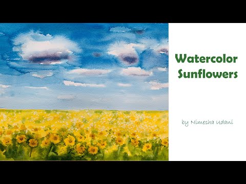 Sunflowers in watercolor / Watercolor sunflowers / How to paint sunflowers